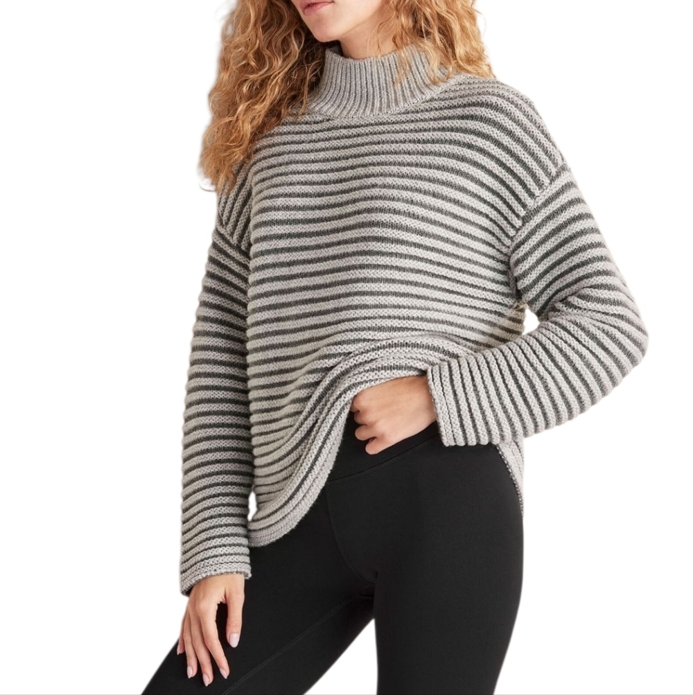 Talbots Haven Well Within Wool Sweater Ottoman Stitch Pullover Gray‎ Oversized L